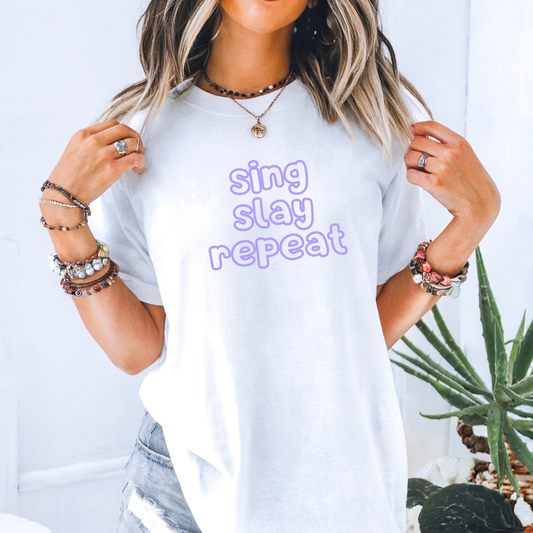 Sing Slay Repeat T-Shirt (K-Pop Demon Hunters Inspired)
