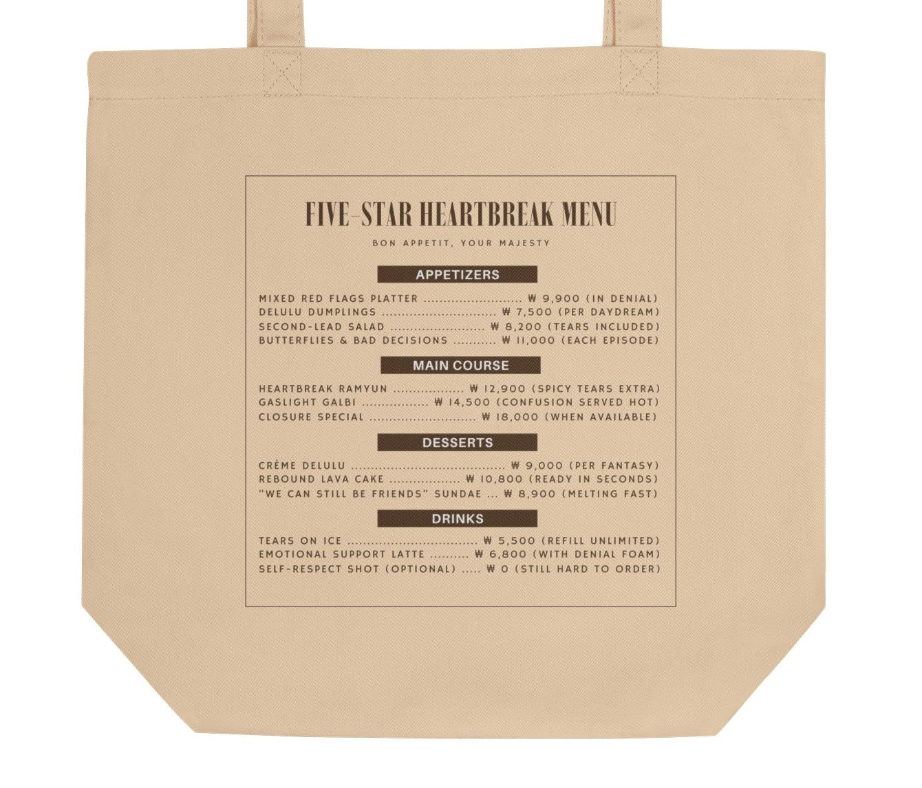 Five-Star Heartbreak Menu Eco Tote Bag (S)
